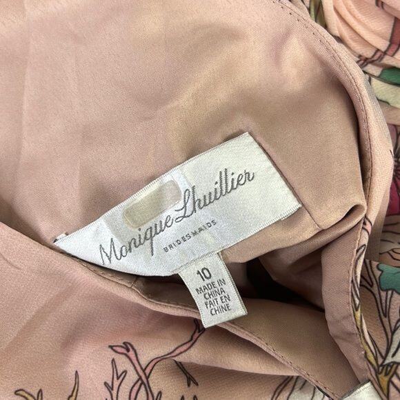 RTR Monique Lhuillier BridesmaidFloral Daniela Gown sz 10 Floral Wedding long - Picture 3 of 8